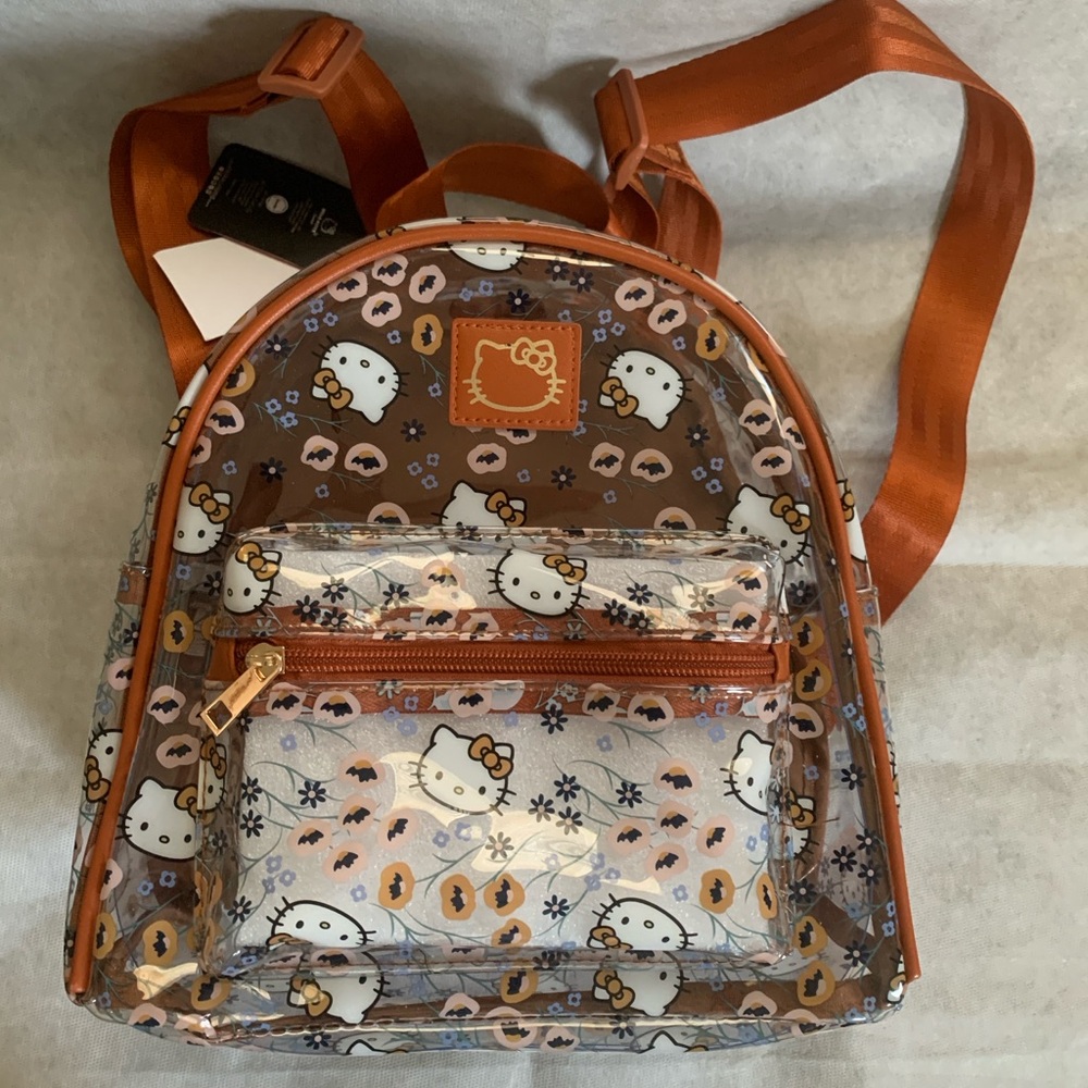 NWT Hello Kitty Clear Mini Backpack - All Over Floral Hello Kitty Print